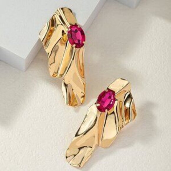 Multicolor Women's Exaggerated Sea Wave Shape Luxurious Earrings - Picture 2 of 6